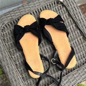 Black Sandals with Bow